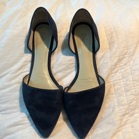 EUC Navy Suede D’orsay Flats - Picture 1 of 4